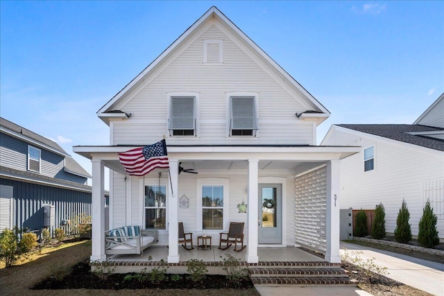 view of front of home featuring covered porch