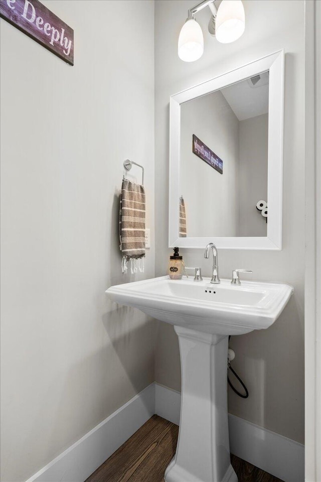 bathroom with sink and wood-type flooring