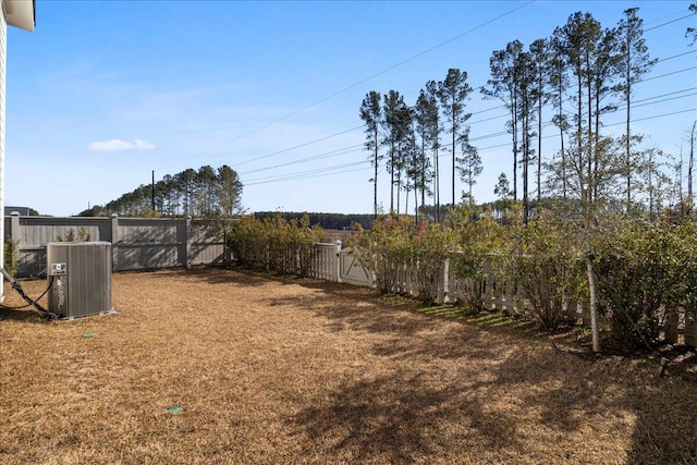 view of yard featuring central air condition unit