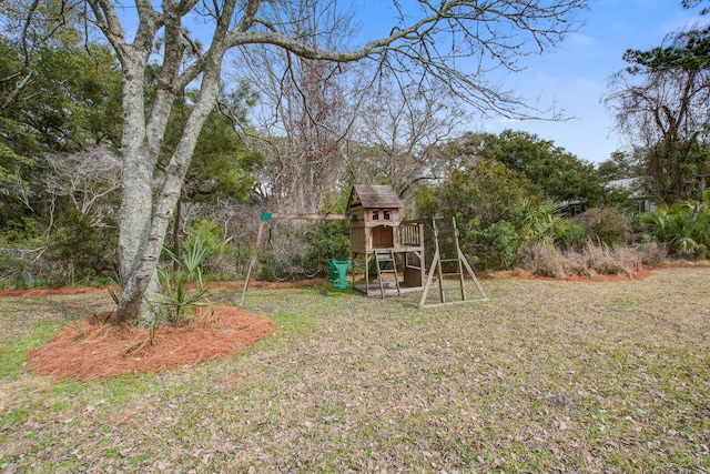 view of yard with a playground