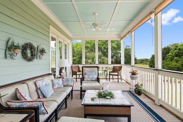 2636 Anchor Watch Dr, Wadmalaw Island, SC 29487 - sunroom / solarium with ceiling fan, outdoor lounge area, and plenty of natural light