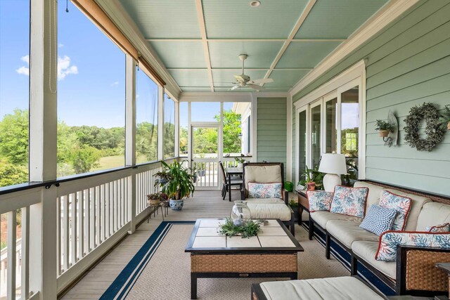 2636 Anchor Watch Dr, Wadmalaw Island, SC 29487 - sunroom featuring an outdoor living space, a wealth of natural light, and ceiling fan