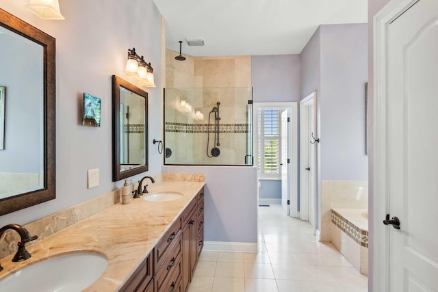 2636 Anchor Watch Dr, Wadmalaw Island, SC 29487 - full bathroom with a tile shower, tile patterned floors, double vanity, and a sink
