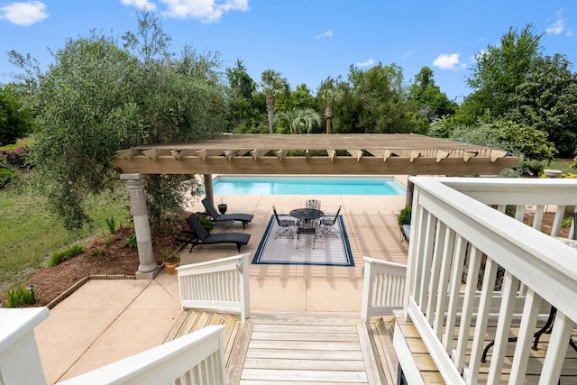 2636 Anchor Watch Dr, Wadmalaw Island, SC 29487 - deck featuring a pergola, outdoor dining space, and an outdoor pool
