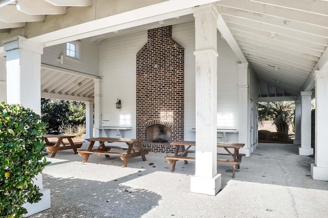 2636 Anchor Watch Dr, Wadmalaw Island, SC 29487 - view of patio / terrace with an outdoor brick fireplace