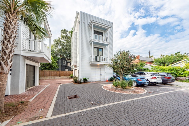 exterior space featuring a garage