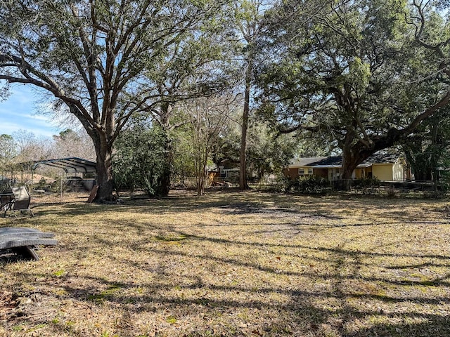 view of yard with a detached carport