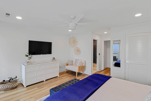 4 Beach Club Villas, Isle Of Palms, SC 29451 - bedroom with wood finished floors, recessed lighting, baseboards, and a ceiling fan