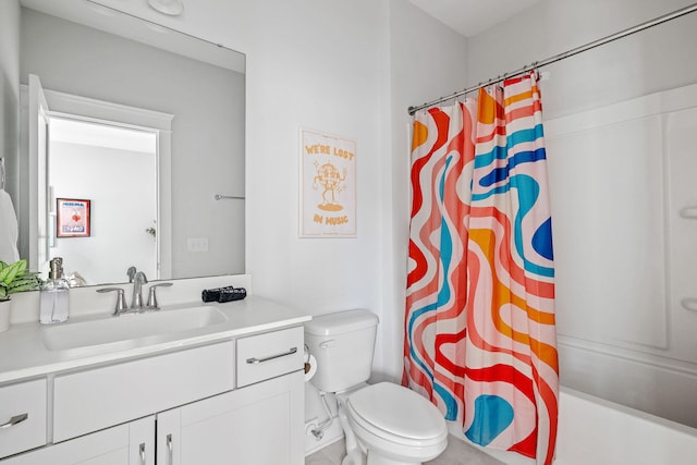 4585 Summey St, North Charleston, SC 29405 - bathroom with toilet, vanity, and shower / bath combination with curtain
