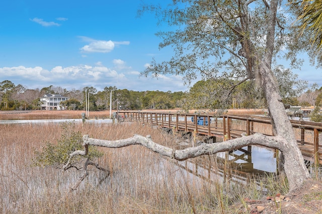 dock area featuring a water view