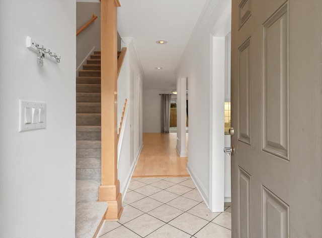 321 Lapwing Ln, Mount Pleasant, SC 29464 - entrance foyer featuring light tile patterned flooring, stairway, recessed lighting, and baseboards