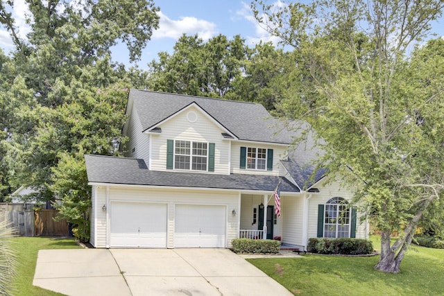 103 Trimley Ct, Goose Creek, SC 29445 - traditional-style home featuring covered porch, concrete driveway, a garage, and a shingled roof