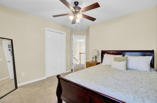 103 Trimley Ct, Goose Creek, SC 29445 - carpeted bedroom with baseboards, a closet, and a ceiling fan