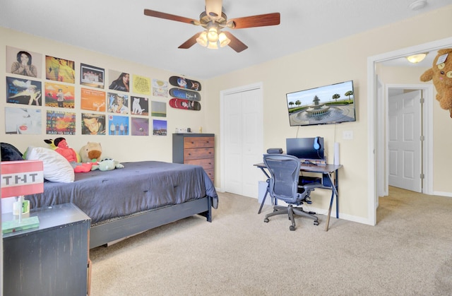 103 Trimley Ct, Goose Creek, SC 29445 - carpeted bedroom with an office area, baseboards, ceiling fan, and a closet