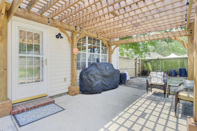 103 Trimley Ct, Goose Creek, SC 29445 - fenced backyard with area for grilling, a patio, and a pergola