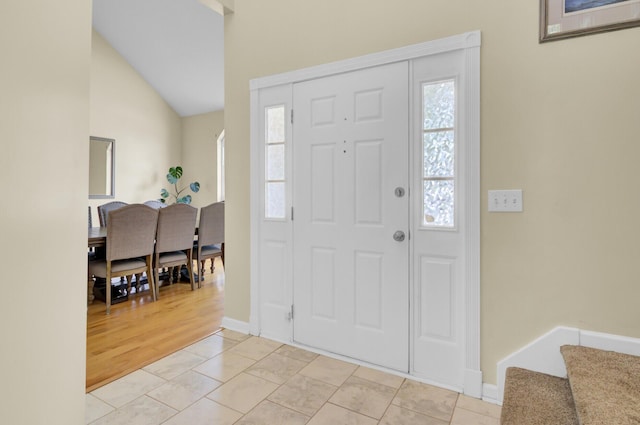 103 Trimley Ct, Goose Creek, SC 29445 - foyer featuring stairway, baseboards, and high vaulted ceiling