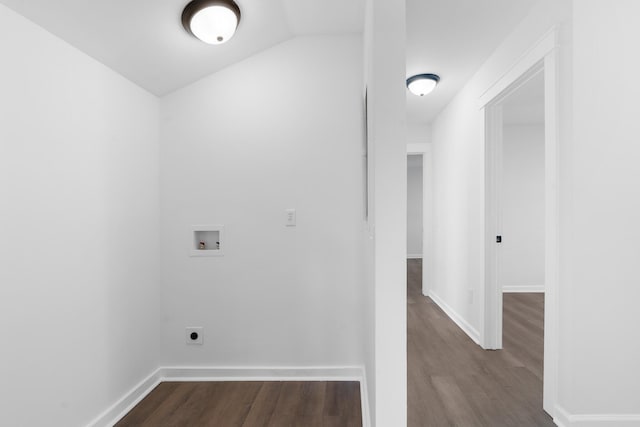 washroom featuring washer hookup, hardwood / wood-style floors, and hookup for an electric dryer