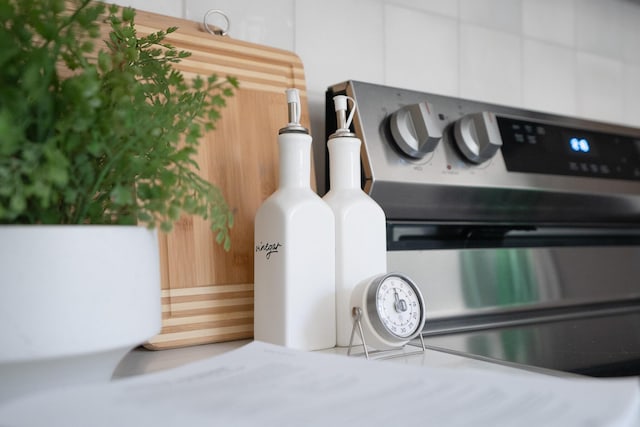 room details featuring stainless steel electric stove