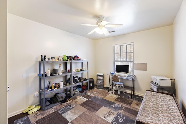 home office with ceiling fan