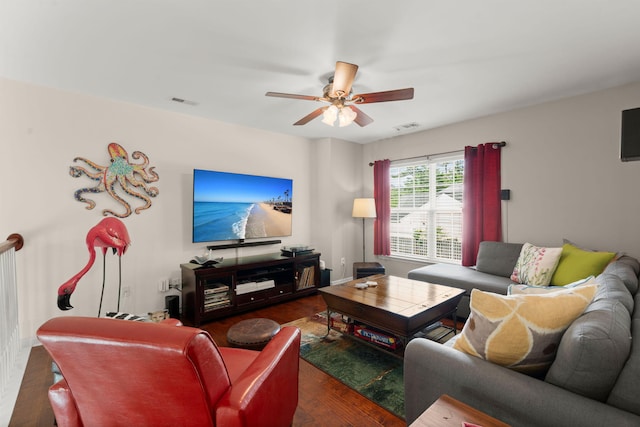 3364 Middlesboro Ave, Summerville, SC 29485 - living area featuring hardwood / wood-style flooring and ceiling fan