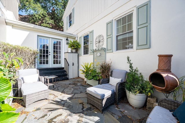 view of patio featuring french doors