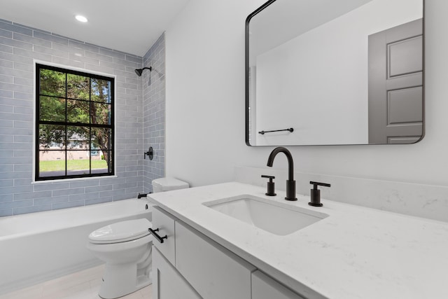 1320 Bresee St, Charleston, SC 29412 - full bathroom with vanity, tub / shower combination, toilet, and recessed lighting