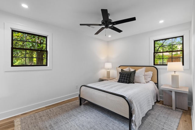 1320 Bresee St, Charleston, SC 29412 - bedroom with wood finished floors, recessed lighting, baseboards, and a ceiling fan