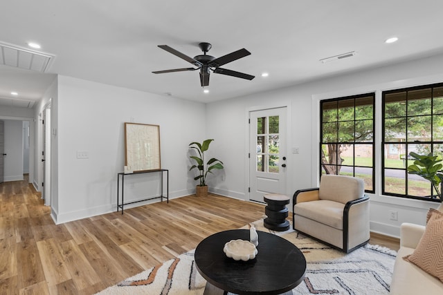 1320 Bresee St, Charleston, SC 29412 - living area with attic access, healthy amount of natural light, ceiling fan, and recessed lighting