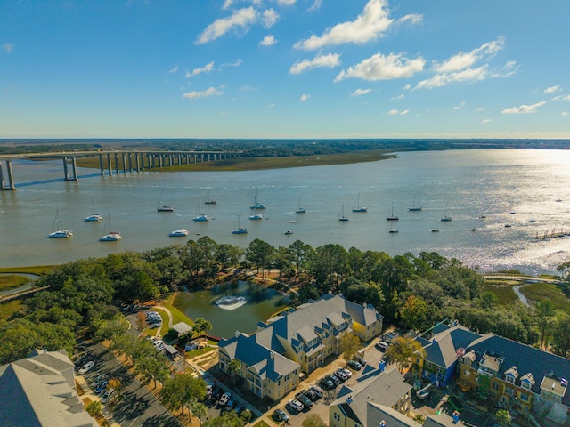 bird's eye view featuring a water view