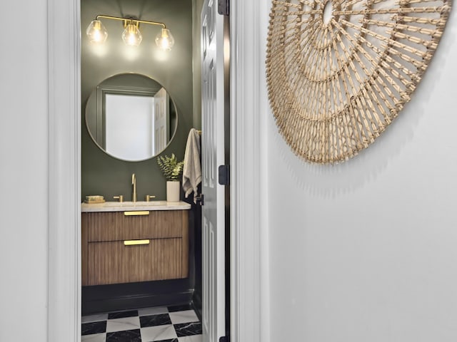 bathroom with vanity and tile patterned floors