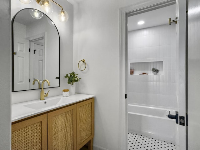 full bath with shower / bathing tub combination and vanity