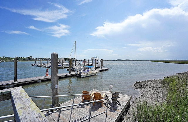 view of dock featuring a water view