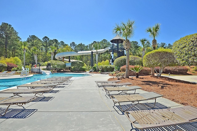 view of pool featuring a patio area