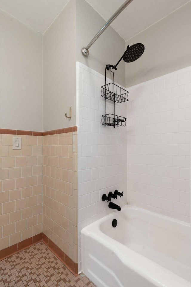 1417 Downing St, Charleston, SC 29407 - full bath with tile walls,  shower combination, and wainscoting