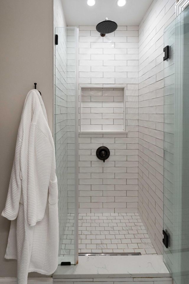 1417 Downing St, Charleston, SC 29407 - bathroom featuring a stall shower and recessed lighting