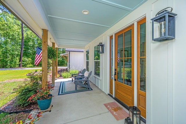 view of patio with a porch
