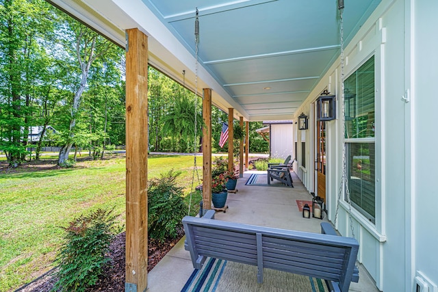 view of patio featuring covered porch