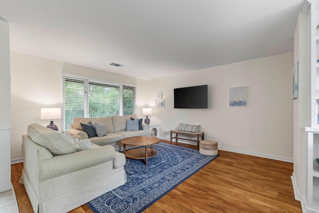 living room with light wood-type flooring