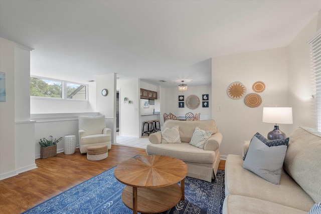 living room with wood-type flooring