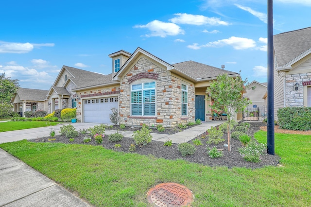 269 Village Stone Cir, Summerville, SC 29483 - view of front of house featuring stone siding, a garage, concrete driveway, and a shingled roof
