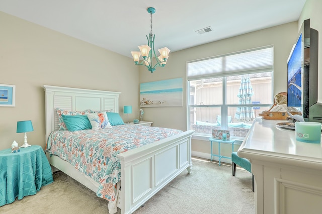 269 Village Stone Cir, Summerville, SC 29483 - bedroom with light colored carpet and a chandelier