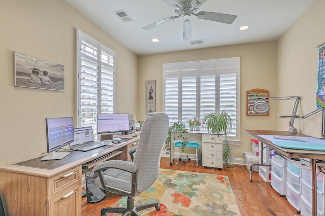 269 Village Stone Cir, Summerville, SC 29483 - office with plenty of natural light, wood finished floors, ceiling fan, and recessed lighting