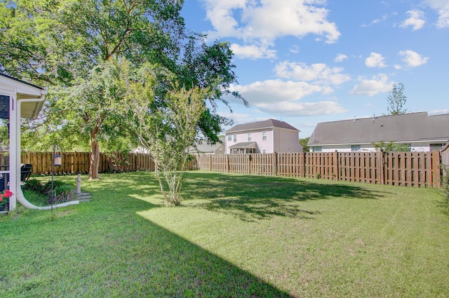 view of yard featuring a fenced backyard