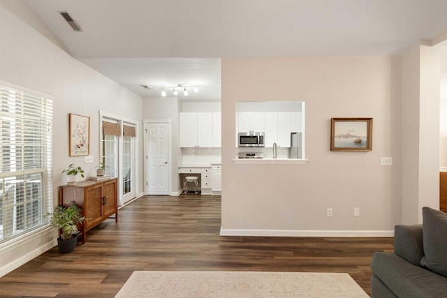 1971 N Smokerise Way, Mount Pleasant, SC 29466 - living area featuring baseboards, visible vents, and dark wood-type flooring
