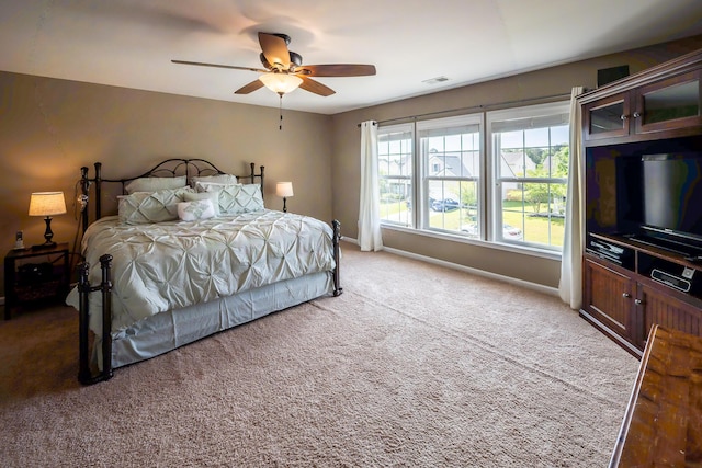 8009 Indian Hill Dr, Hanahan, SC 29410 - bedroom featuring baseboards, ceiling fan, light carpet, and visible vents