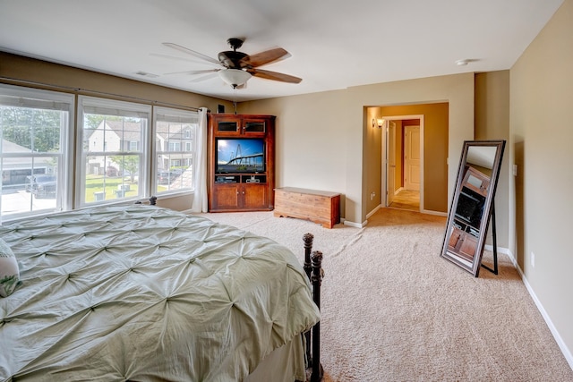 8009 Indian Hill Dr, Hanahan, SC 29410 - carpeted bedroom with baseboards, a ceiling fan, and visible vents