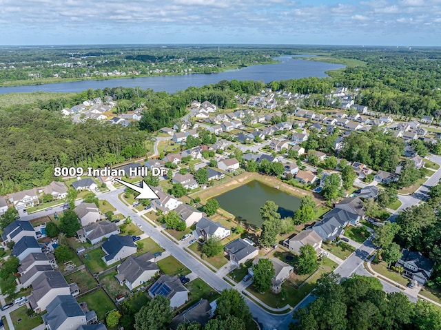 8009 Indian Hill Dr, Hanahan, SC 29410 - drone / aerial view featuring a residential view, a view of trees, and a water view