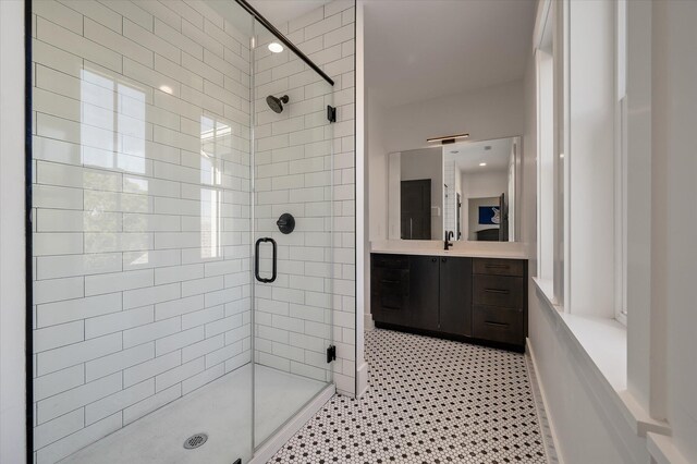 409 W Indian Ave, Folly Beach, SC 29439 - bathroom featuring vanity and a stall shower