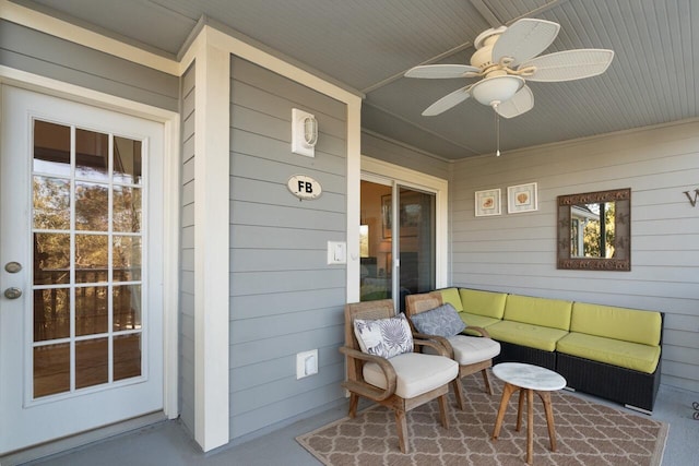 view of patio / terrace featuring an outdoor hangout area and ceiling fan