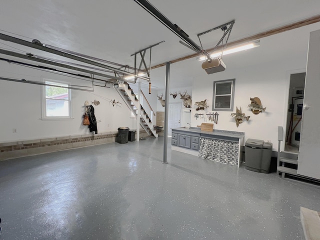 garage with a garage door opener
